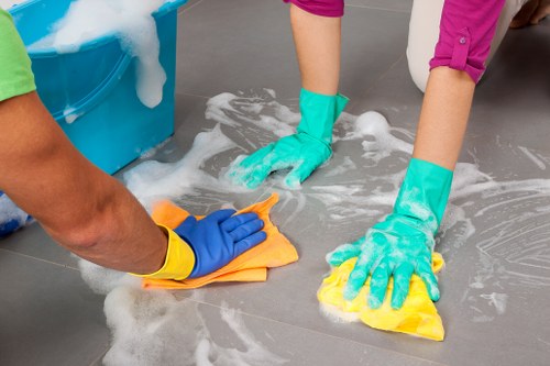 Low-moisture carpet cleaning equipment in a Harringay workplace